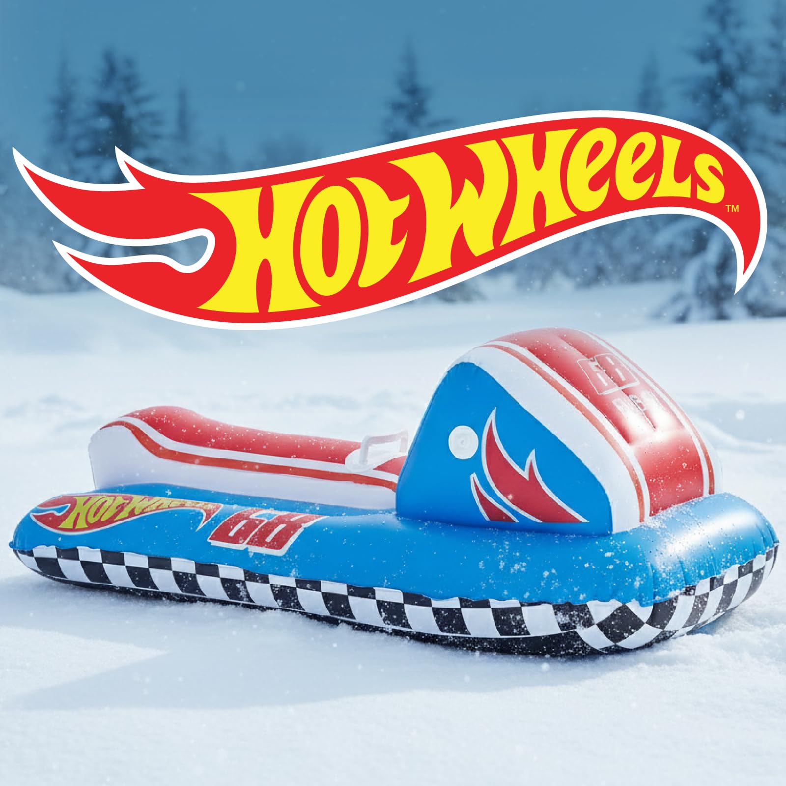 FUNBOY & Barbie 50" Kids Inflatable Skimobile Winter Snow Sled, 1-2 Riders with Grooved Rubber Base Tracks - Image 3