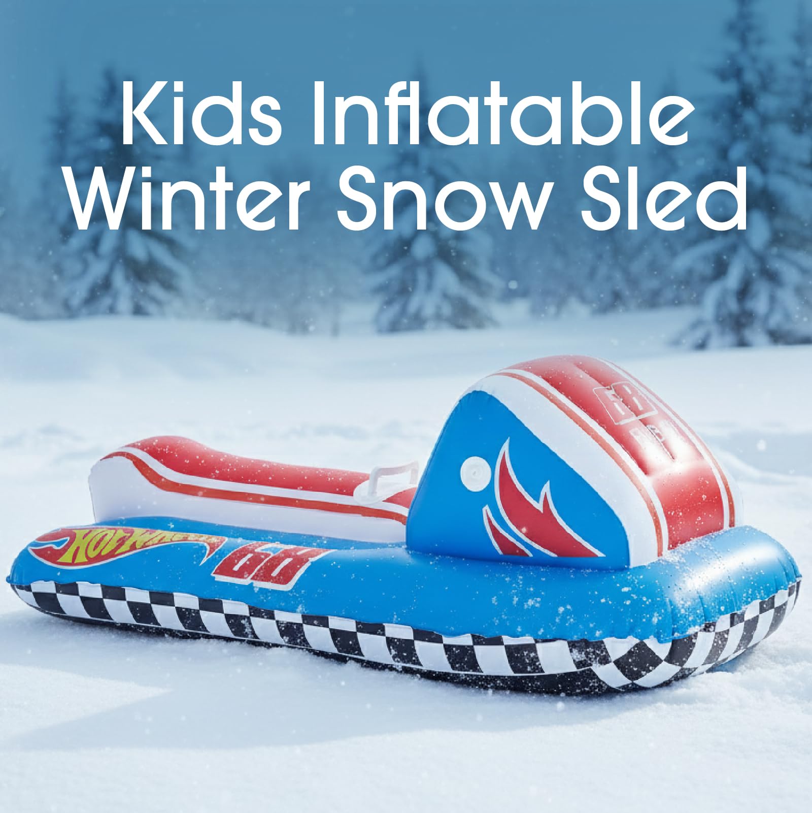 FUNBOY & Barbie 50" Kids Inflatable Skimobile Winter Snow Sled, 1-2 Riders with Grooved Rubber Base Tracks - Image 4