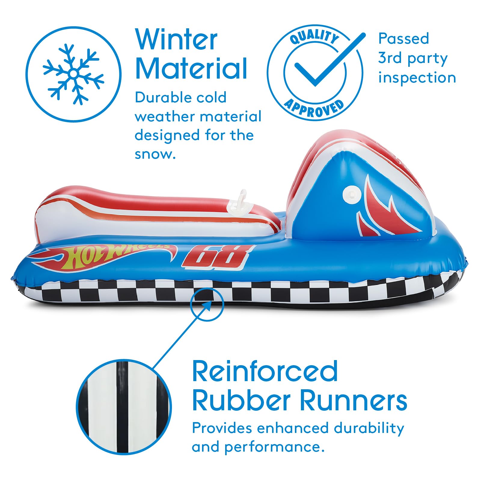 FUNBOY & Barbie 50" Kids Inflatable Skimobile Winter Snow Sled, 1-2 Riders with Grooved Rubber Base Tracks - Image 5