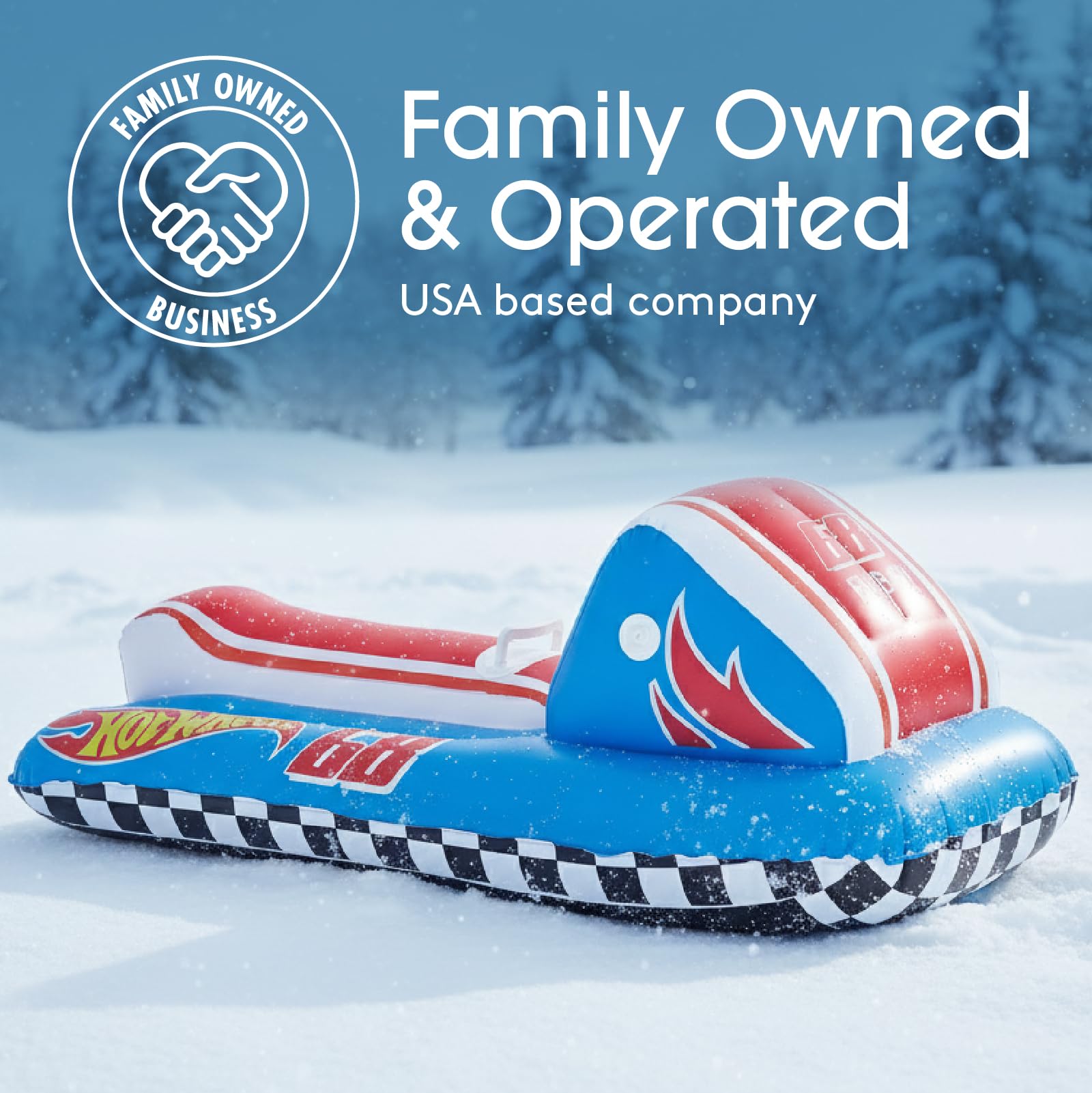 FUNBOY & Barbie 50" Kids Inflatable Skimobile Winter Snow Sled, 1-2 Riders with Grooved Rubber Base Tracks - Image 6