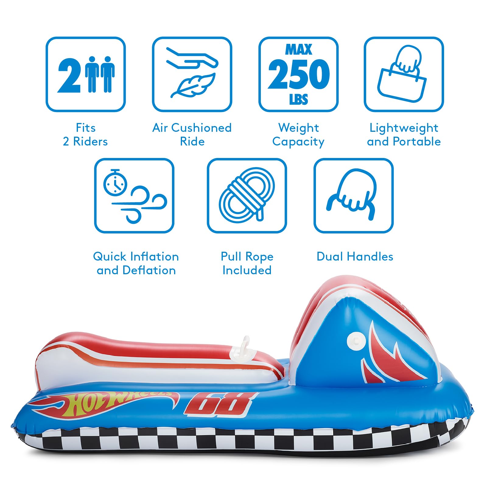 FUNBOY & Barbie 50" Kids Inflatable Skimobile Winter Snow Sled, 1-2 Riders with Grooved Rubber Base Tracks - Image 7