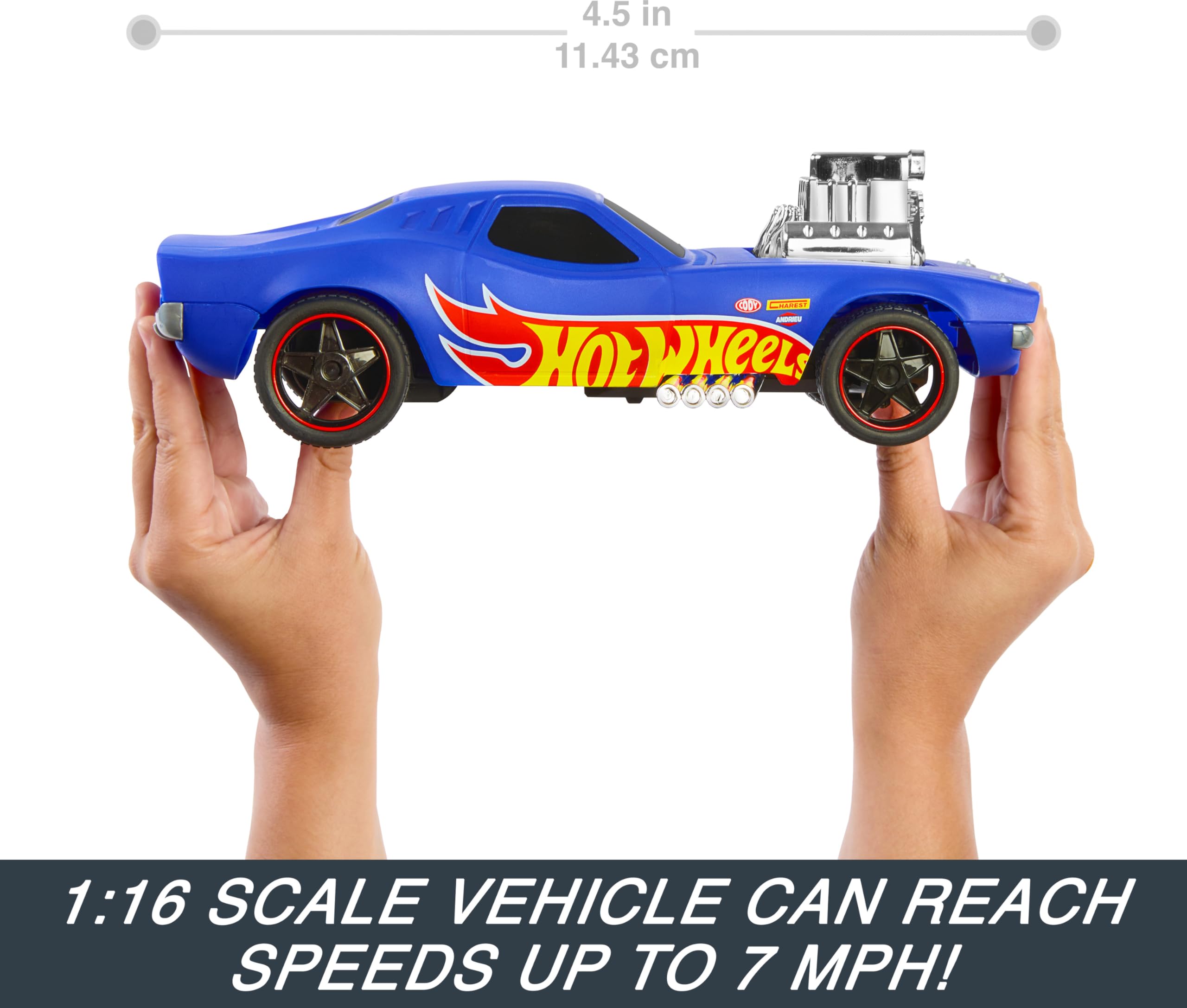 Hot Wheels 1:16 Scale RC Rodger Dodger Toy Car, Special 50th Anniversary Edition Remote Control Vehicle - Image 4