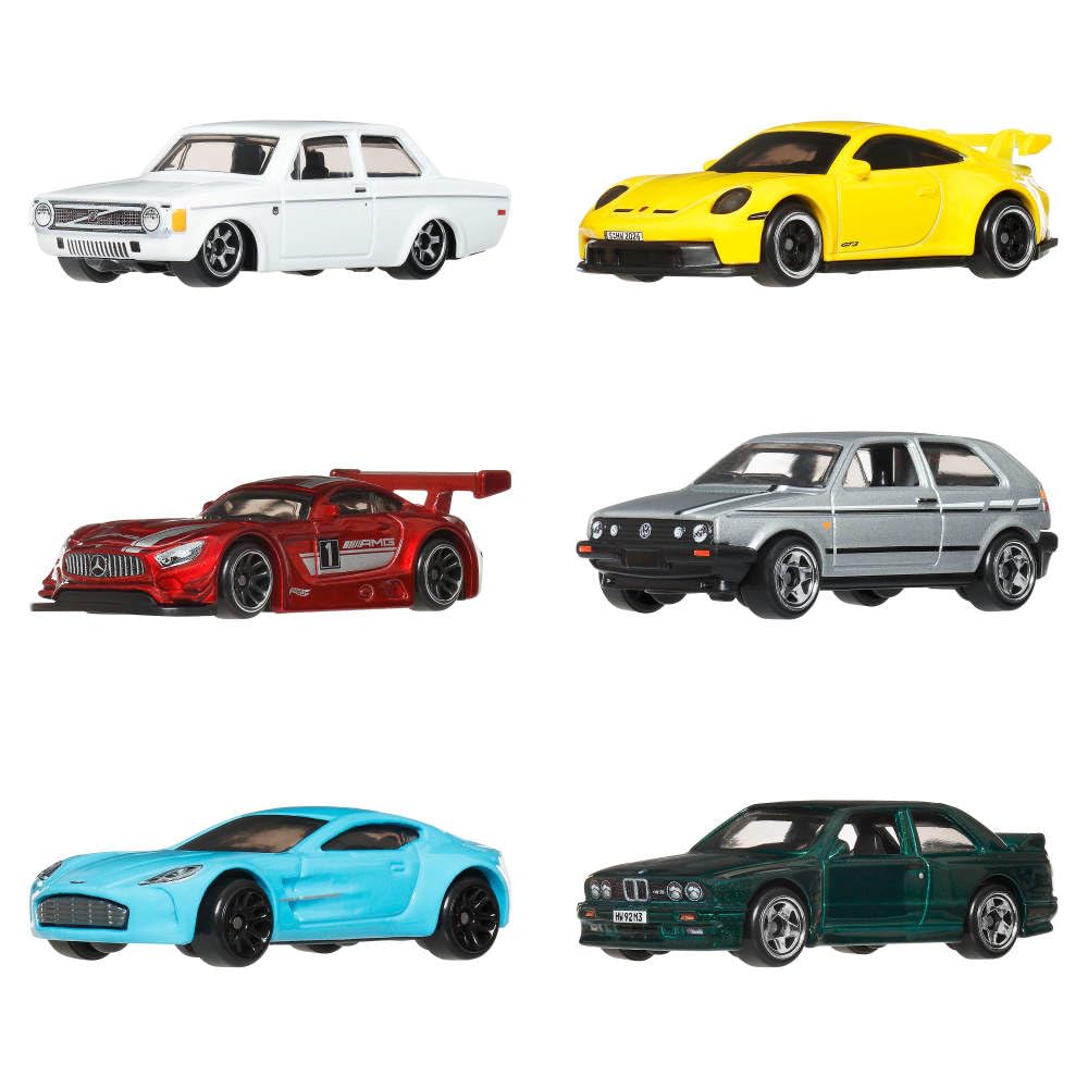 Hot Wheels 1:64 Scale Die-Cast Toy Cars, Set of 6 Euro Style Collectible Vehicles with Elevated Deco, for Play or Display (Styles May Vary) - Image 22