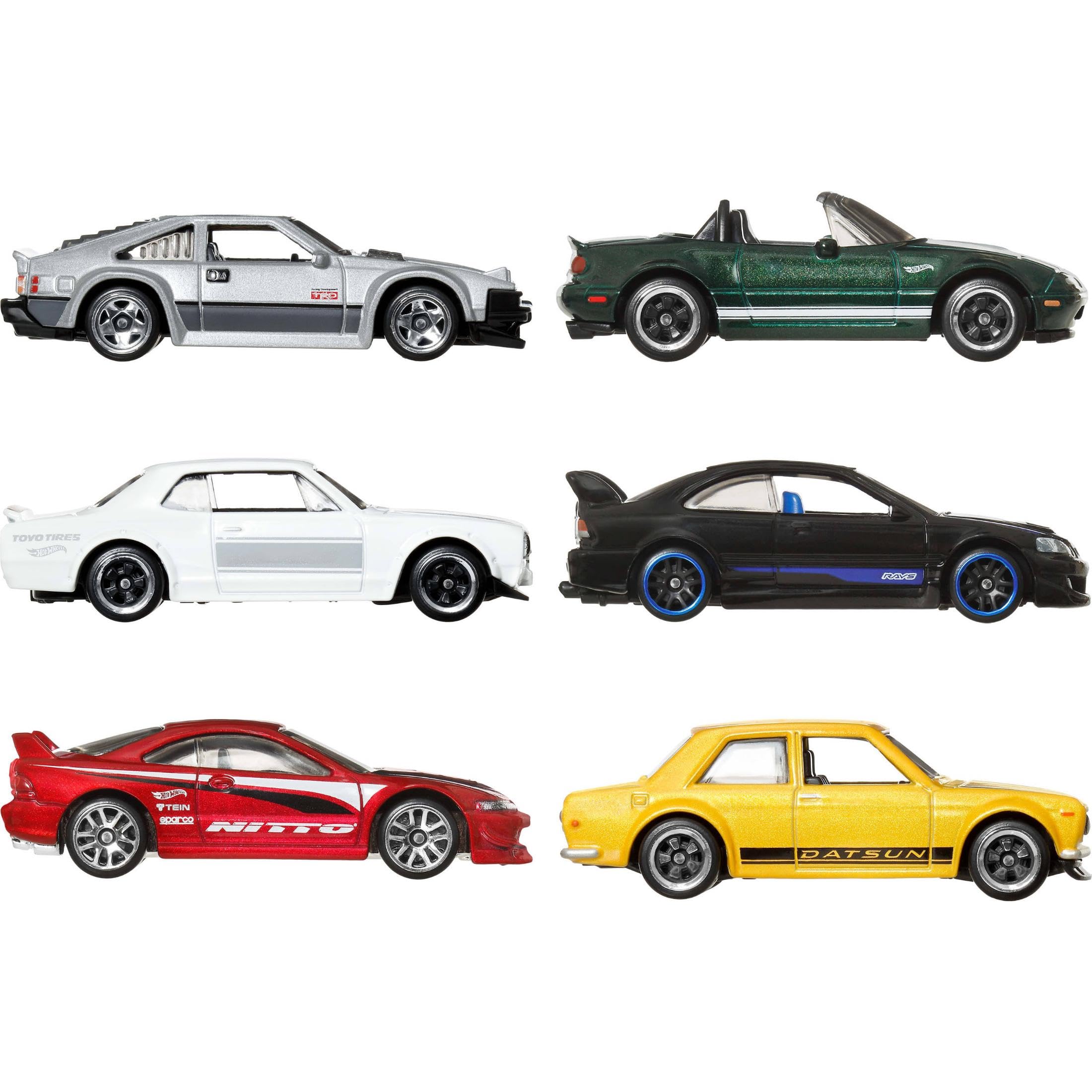 Hot Wheels 1:64 Scale Die-Cast Toy Cars, Set of 6 Japanese Vehicles with Elevated Deco (Styles May Vary) - Image 3