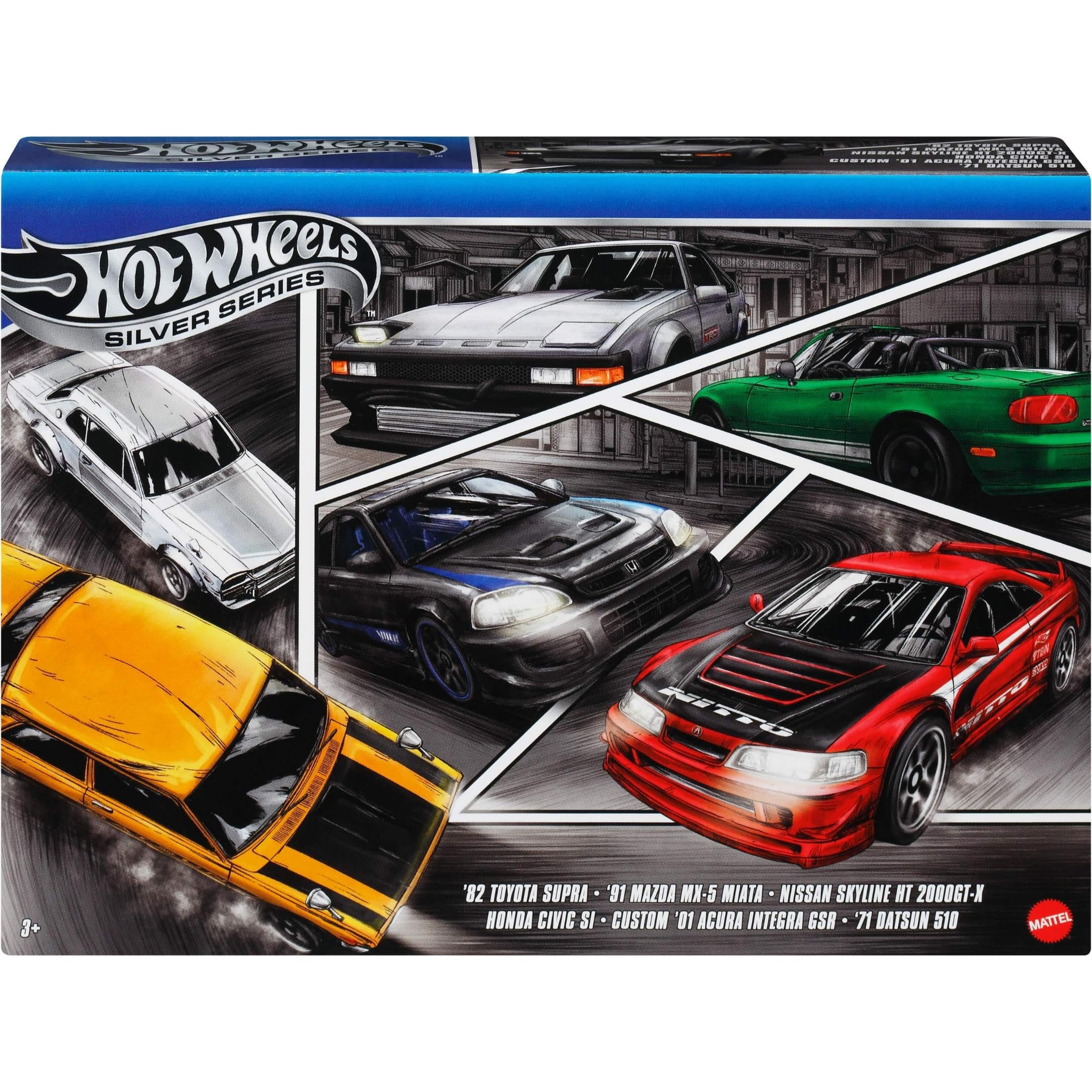 Hot Wheels 1:64 Scale Die-Cast Toy Cars, Set of 6 Japanese Vehicles with Elevated Deco (Styles May Vary) - Image 4