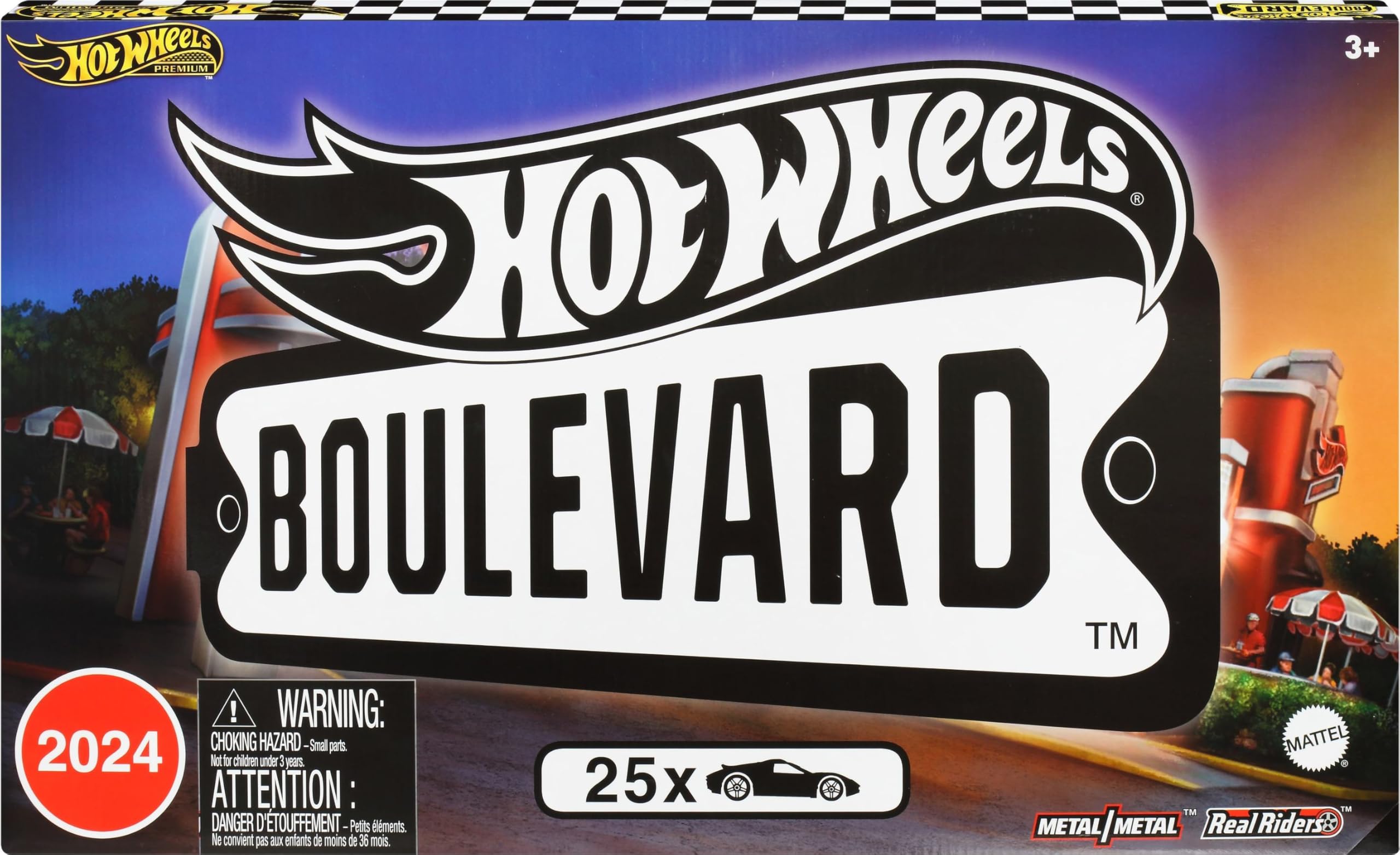 Hot Wheels Boulevard 25-Car Factory Set, 25 Premium 1:64 Scale Die-Cast, Metal/Metal Body & Chassis, RealRiders Tires - Image 6