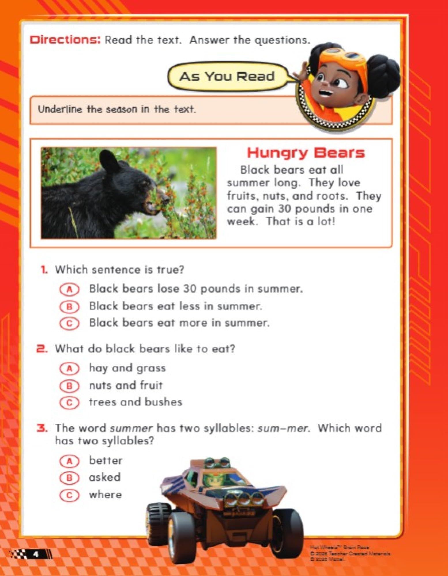 Hot Wheels Brain Race Grade 1 Workbook - Image 5