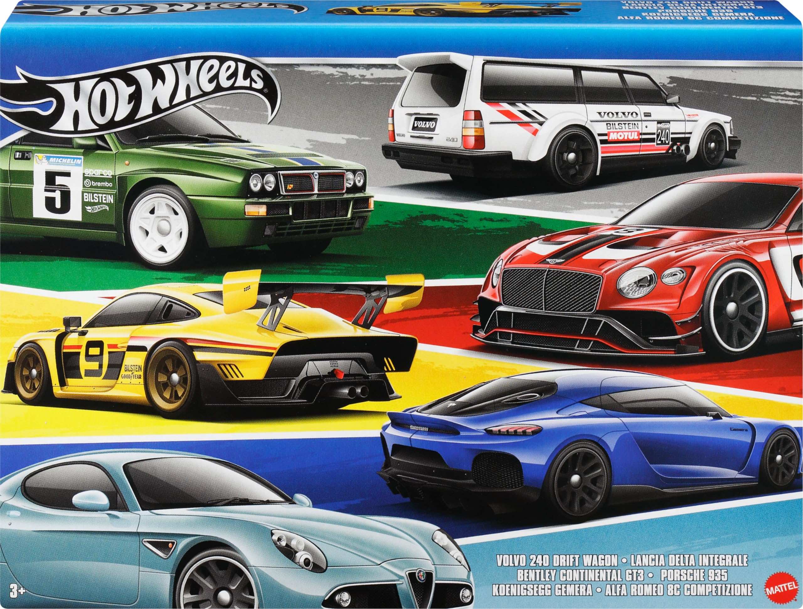 Hot Wheels Car Culture Premium 6-Pack, Set of 6 Die-Cast 1:64 Scale Euro Style Vehicles with Elevated Deco (Styles May Vary) - Image 6