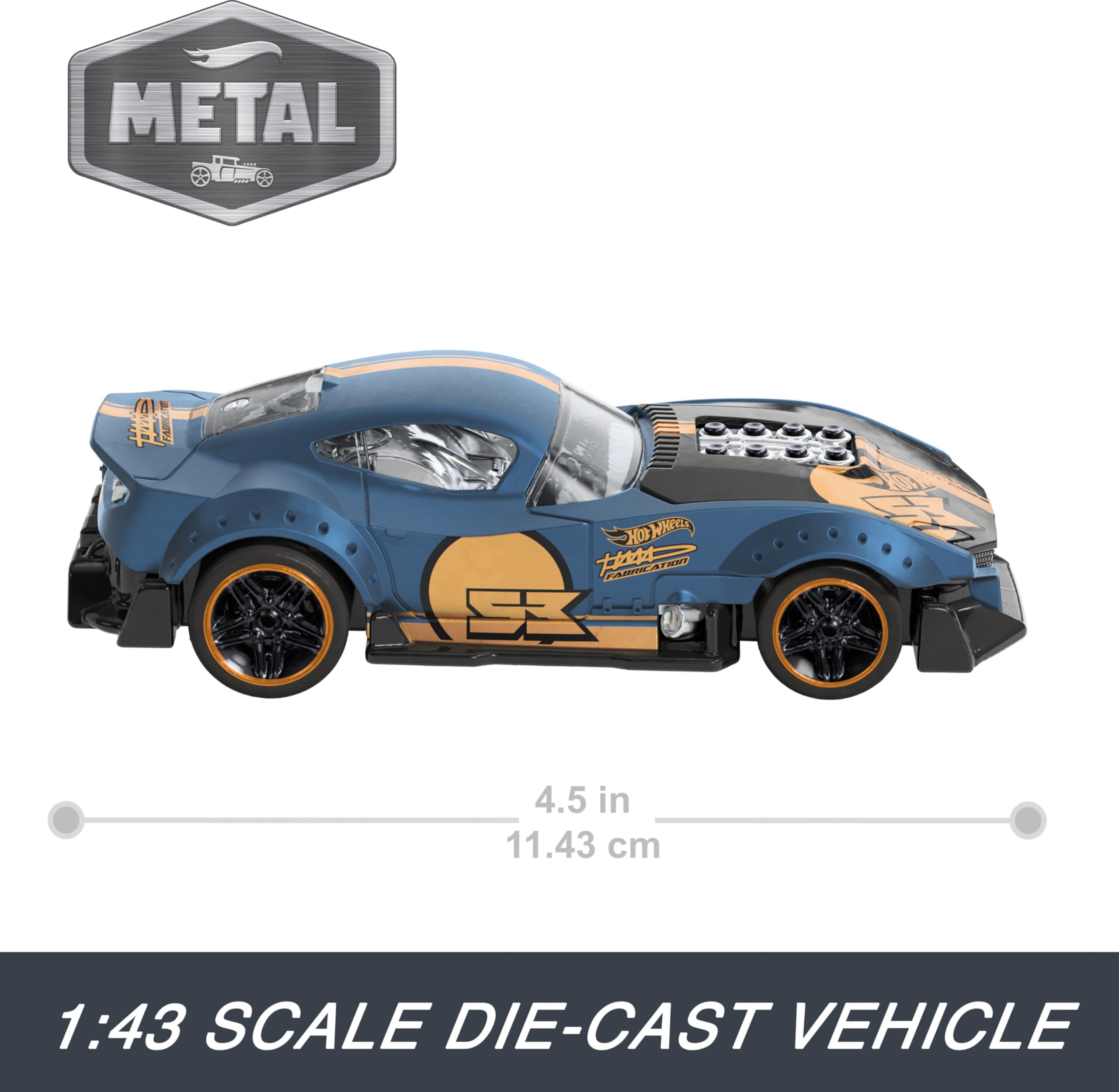 Hot Wheels Pull-Back Speeders Set of 2 Toy Cars in 1:43 Scale, Pull Cars Backward & Release, High-Performance, Collectible, with Rolomatic Engine or Door or Hood That Opens - Image 4