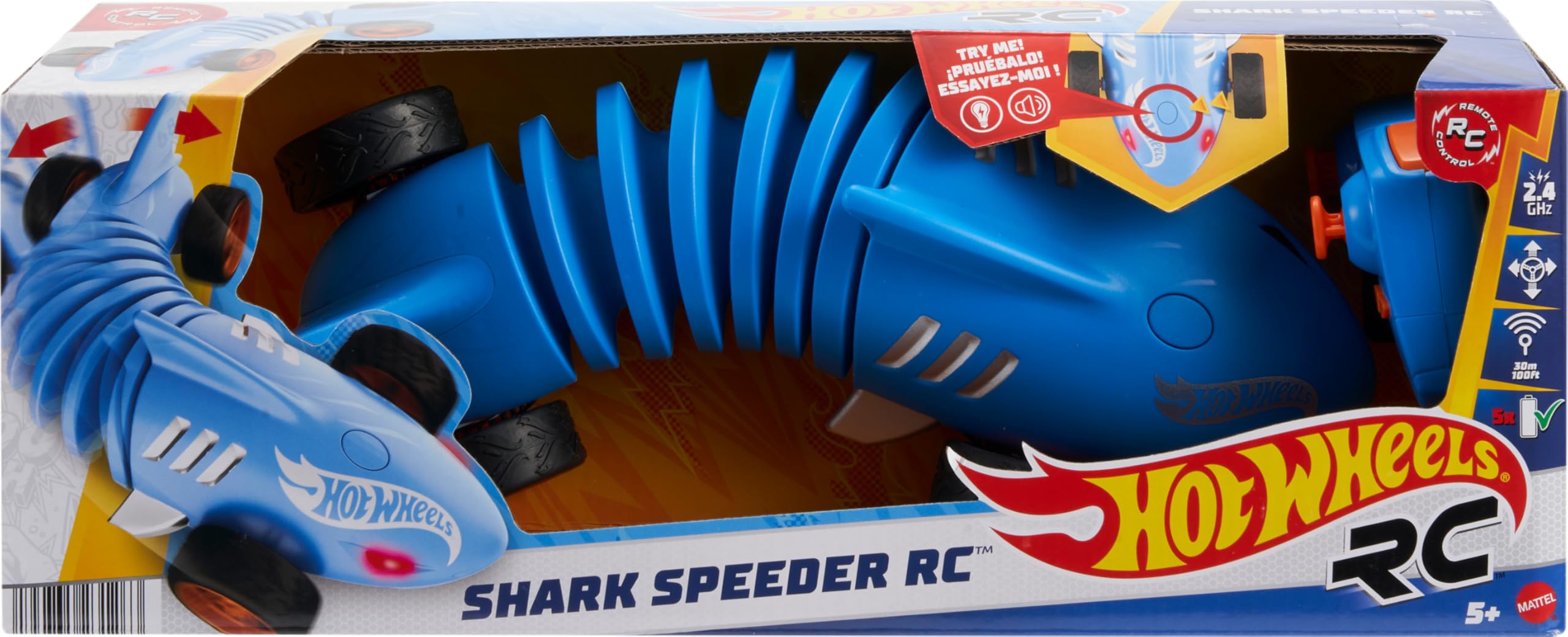 Hot Wheels RC 1:15 Scale Shark Speeder, Remote-Control Vehicle That Bends, Turns & Slides Like a Mutant Machine, Features Lights & Sounds - Image 6