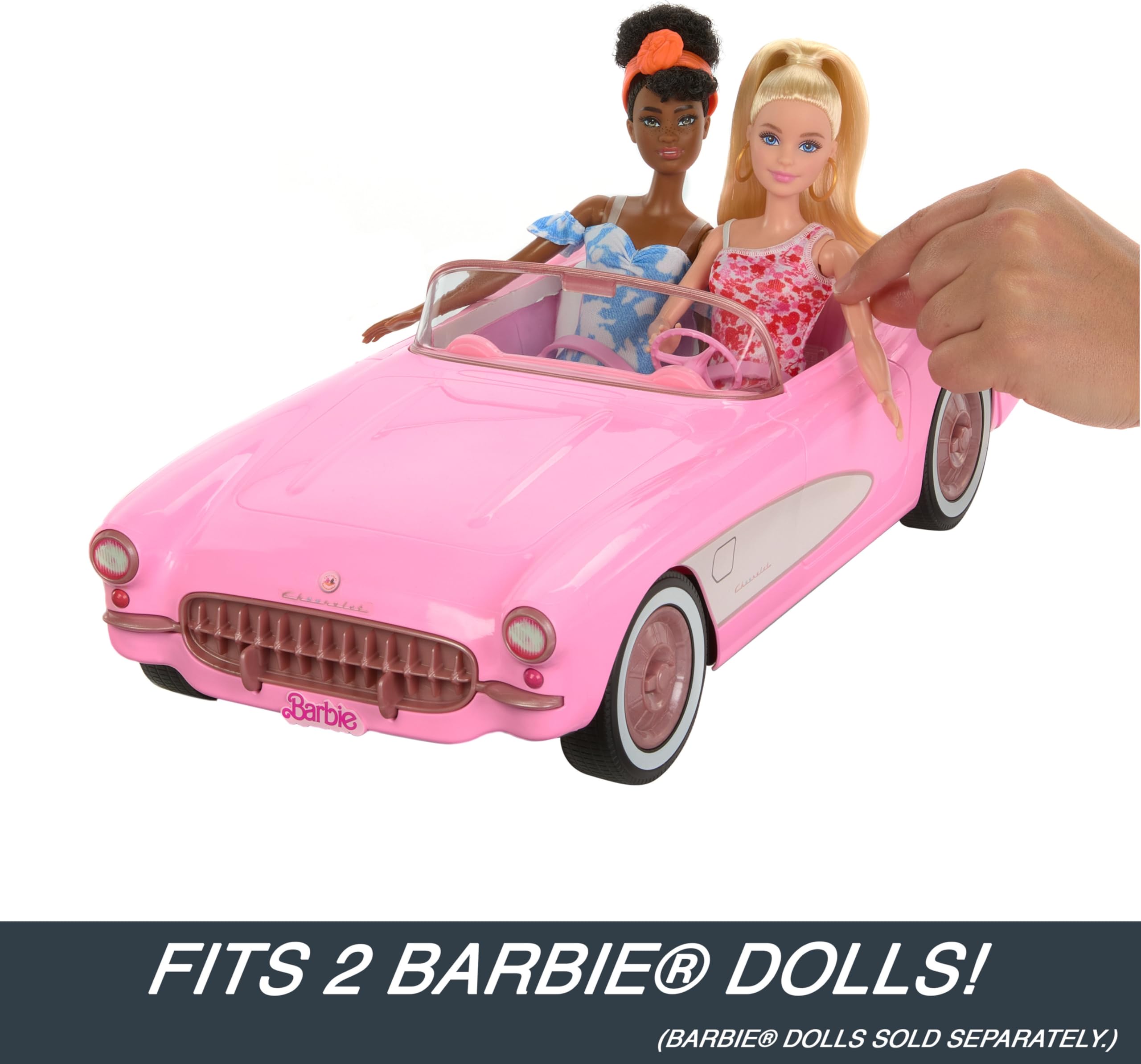 Hot Wheels RC Corvette from Barbie the Movie, Full-Function Remote-Control Toy Car Holds 2 Barbie Dolls - Image 5
