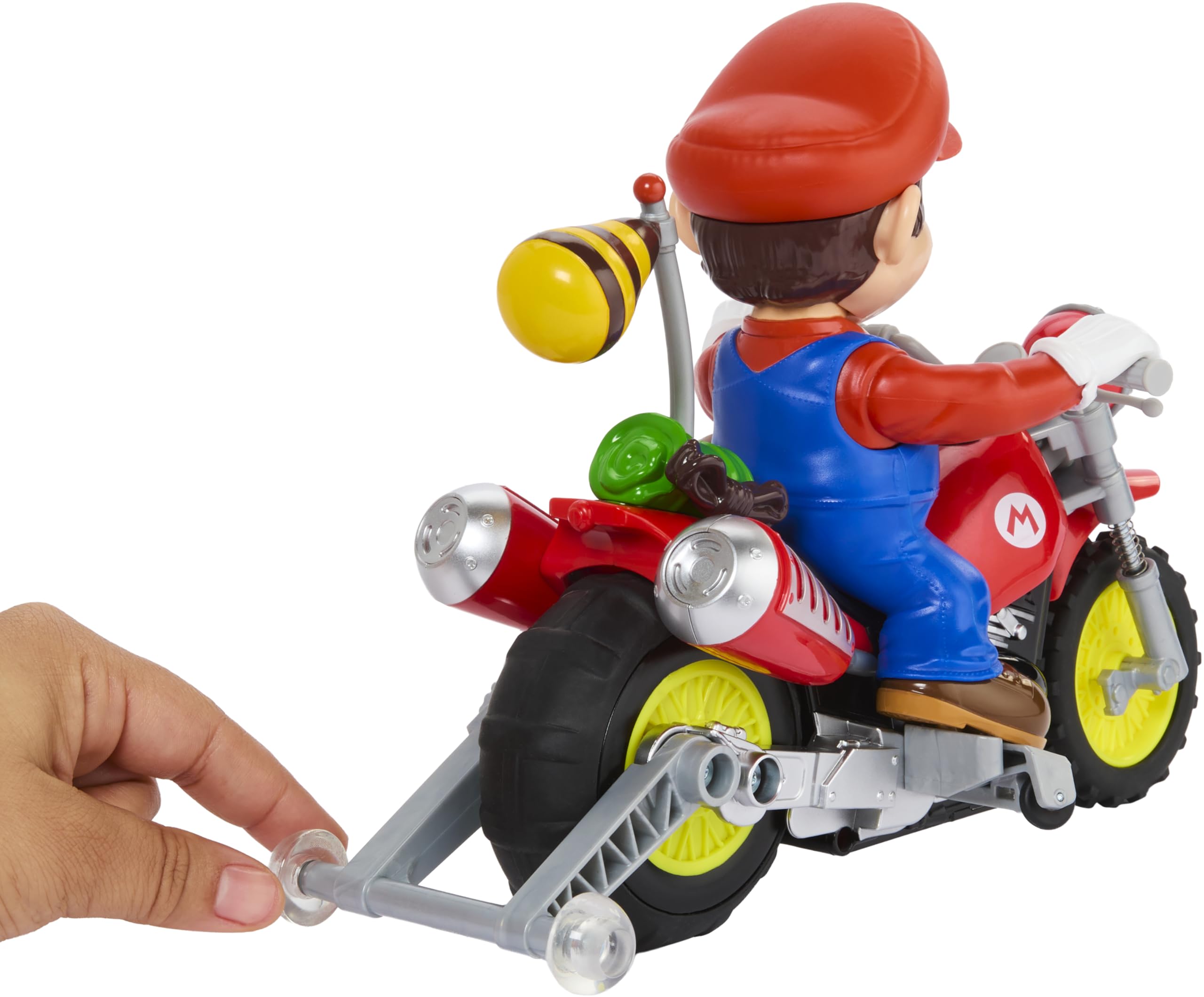 Hot Wheels RC Motorcycle, Remote-Controlled Mario Wheelie Motocross RC from The Super Mario Galaxy Movie with Hero Figure - Image 6