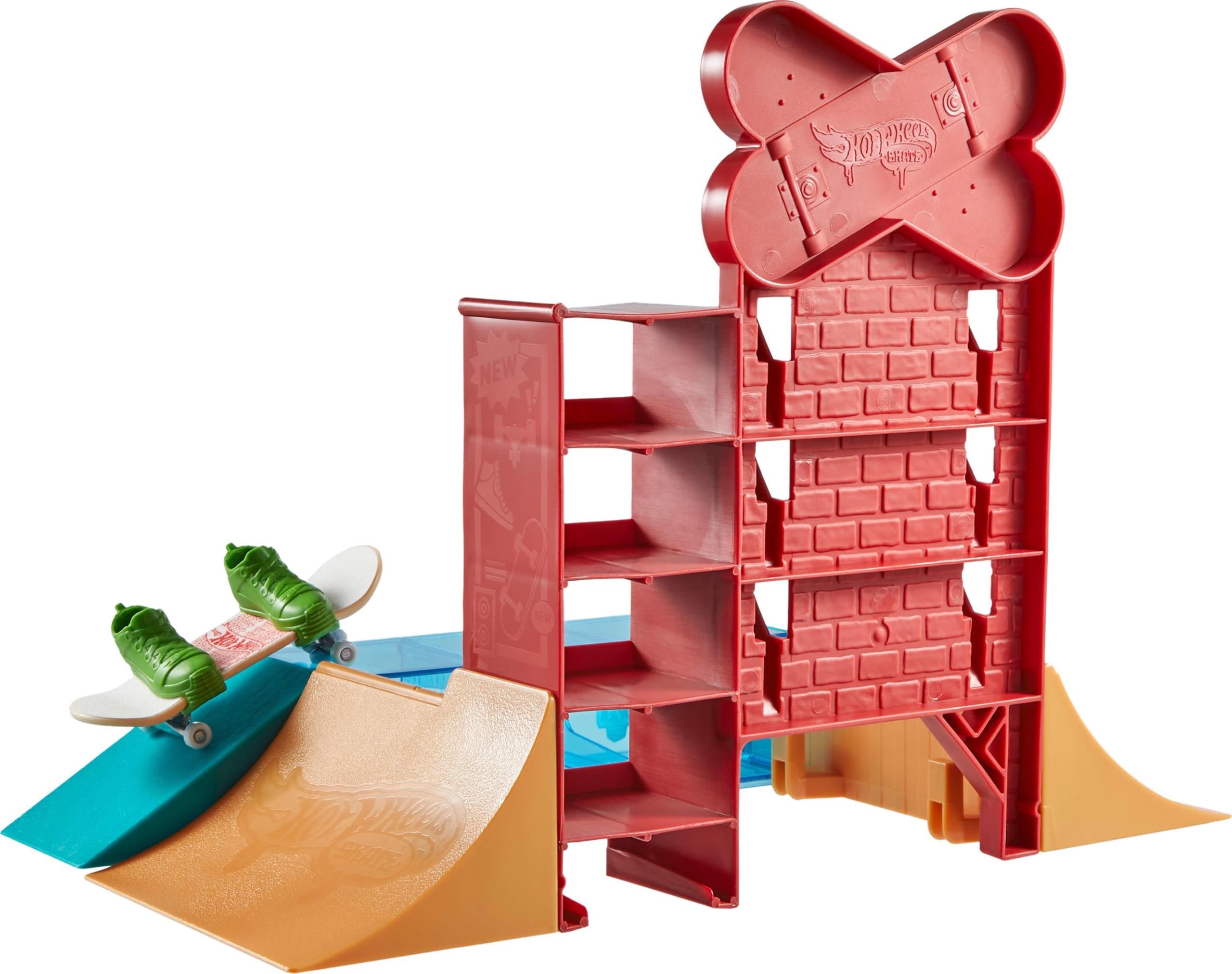 Hot Wheels Skate Playset with Exclusive Fingerboard & Pair of Shoes, Skate Shop Set Features Ramps, Walls & Edges for Skating, Includes Storage - Image 4