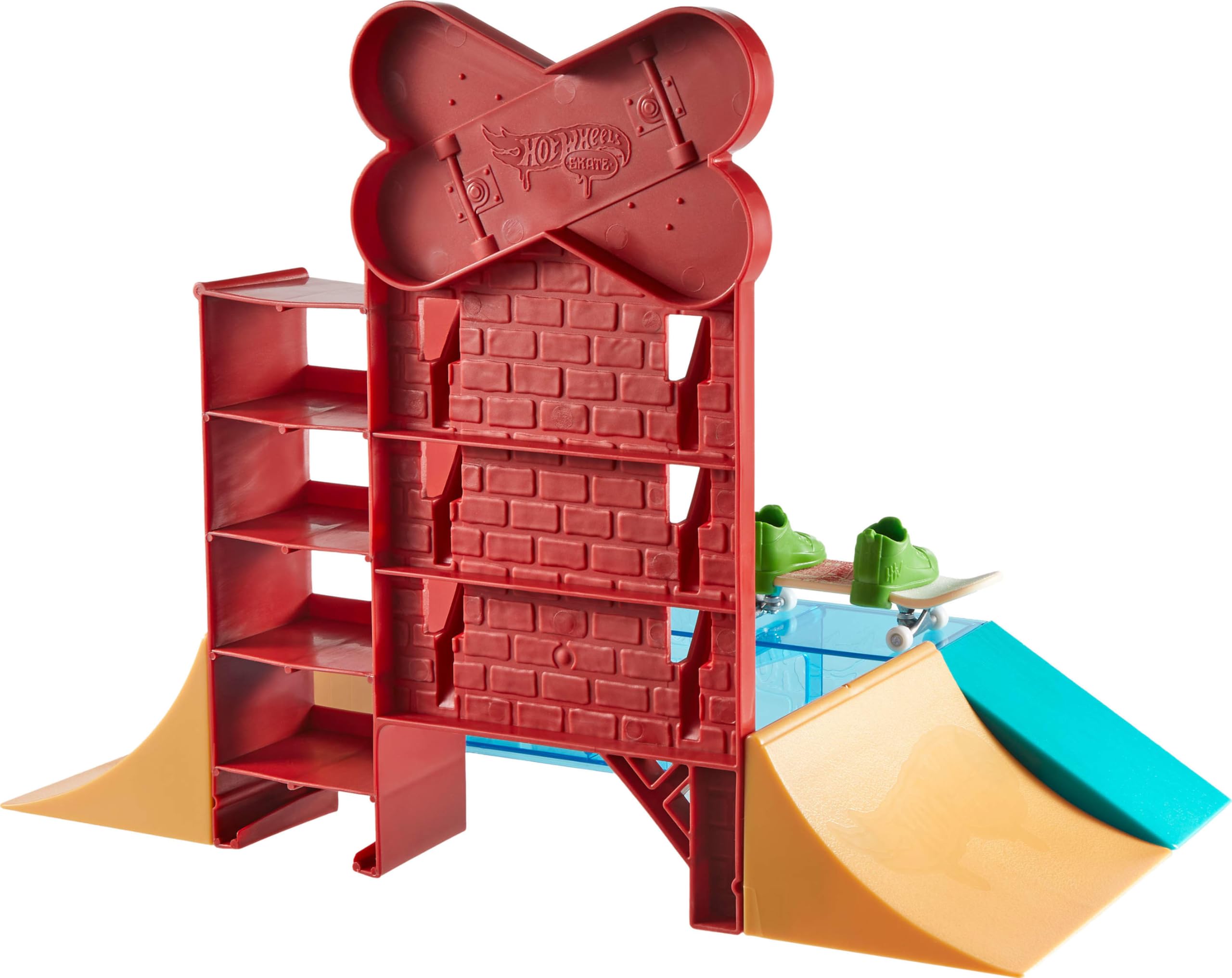 Hot Wheels Skate Playset with Exclusive Fingerboard & Pair of Shoes, Skate Shop Set Features Ramps, Walls & Edges for Skating, Includes Storage - Image 5