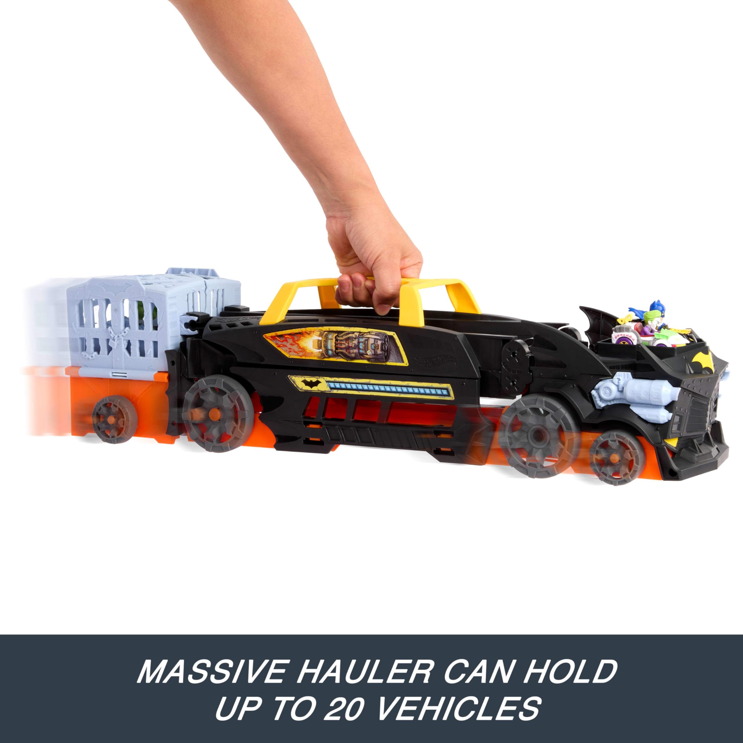 Hot Wheels Toy Car & Track, RacerVerse Batman’s Escape Chase Vehicle Transforms into 3-Lane Raceway with 1 Die-Cast Batman & 1 Joker - Image 3