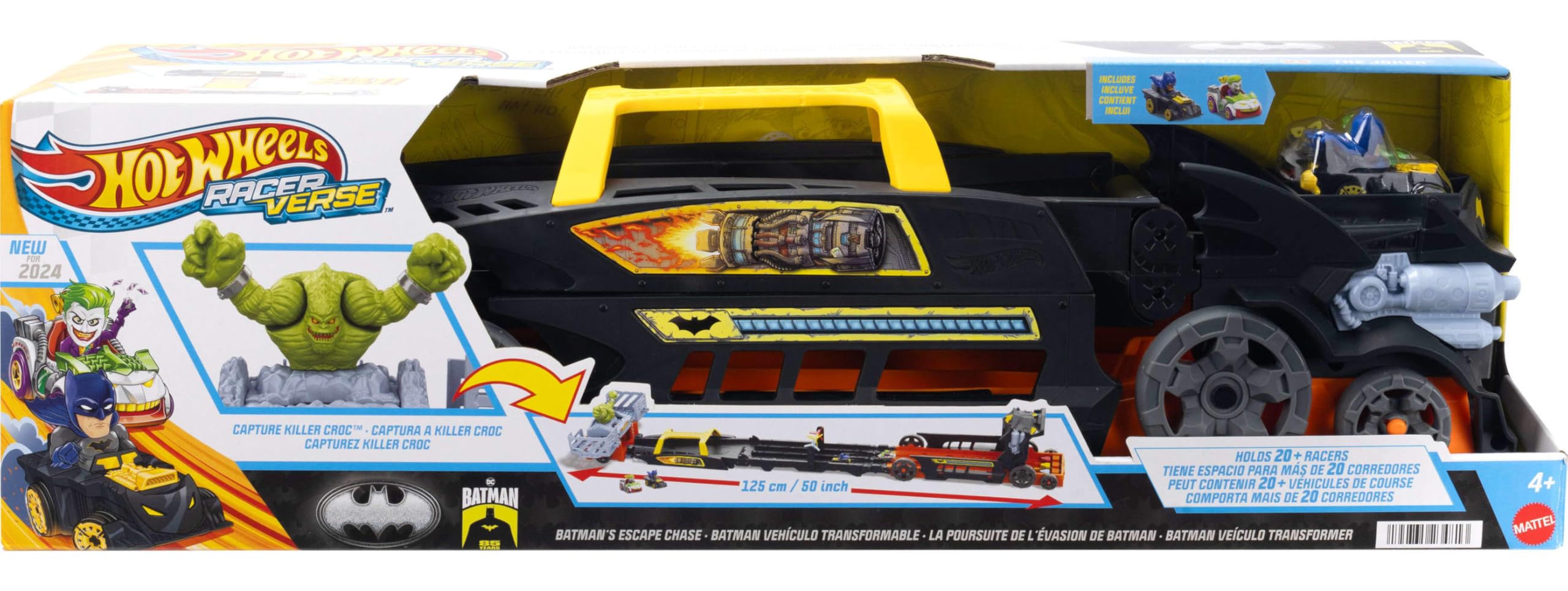 Hot Wheels Toy Car & Track, RacerVerse Batman’s Escape Chase Vehicle Transforms into 3-Lane Raceway with 1 Die-Cast Batman & 1 Joker - Image 6